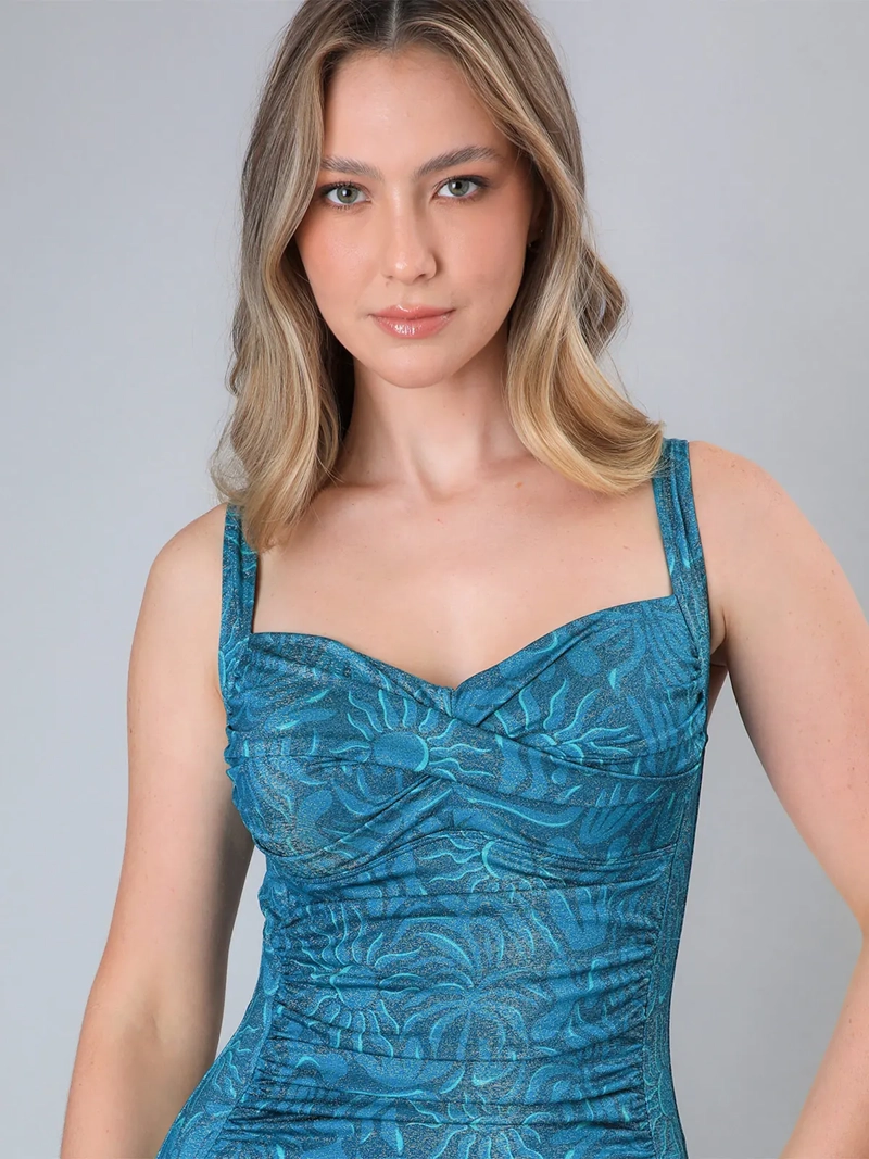 TRAJE DE BAÑO MUJER FLORES DRAPEADO PRINT - 5