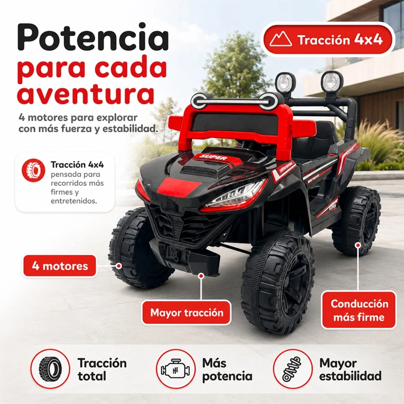 AUTO A BATERÍA KIDSCOOL BUGGY MONSTER 4X4 12V CONTROL REMOTO NEGRO - 6