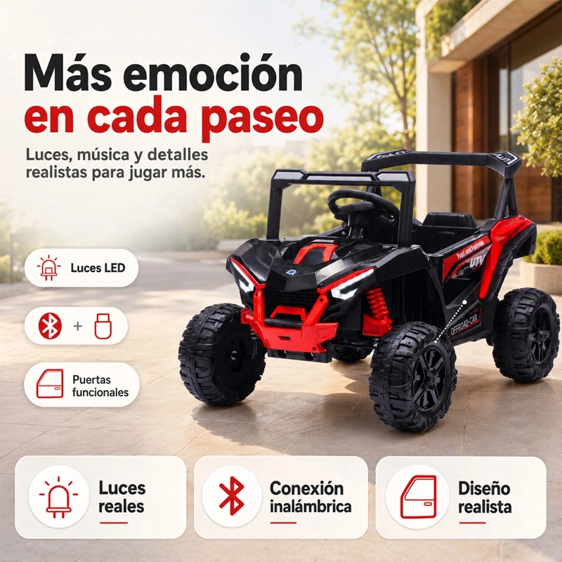AUTO A BATERÍA KIDSCOOL BUGGY 4X2 12V CONTROL REMOTO NEGRO - 7