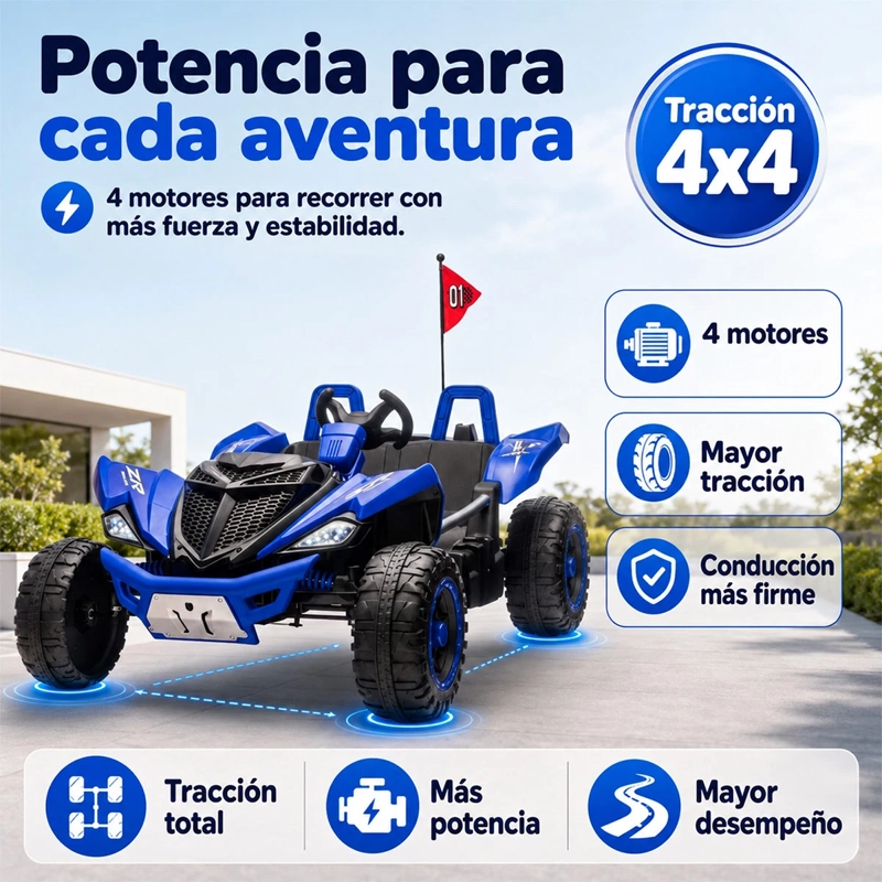 AUTO A BATERÍA KIDSCOOL MONSTER 4X4 24V APP CONTROL REMOTO AZUL - 6