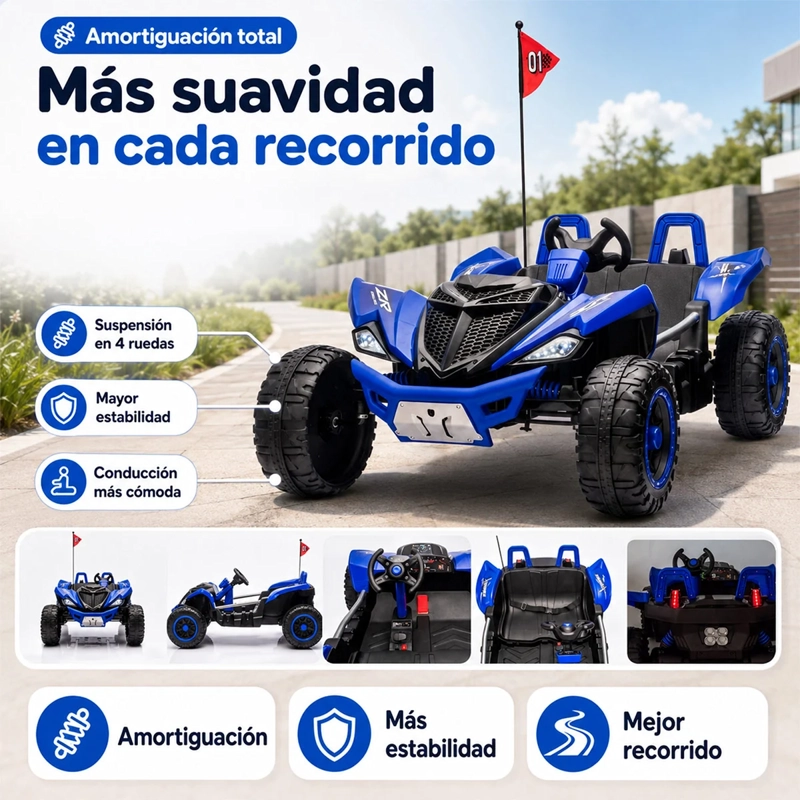 AUTO A BATERÍA KIDSCOOL MONSTER 4X4 24V APP CONTROL REMOTO AZUL - 7