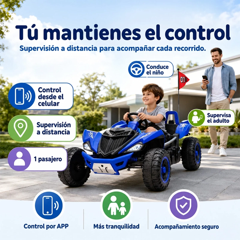 AUTO A BATERÍA KIDSCOOL MONSTER 4X4 24V APP CONTROL REMOTO AZUL - 8