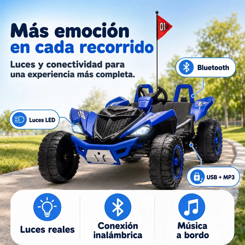 AUTO A BATERÍA KIDSCOOL MONSTER 4X4 24V APP CONTROL REMOTO AZUL - 10