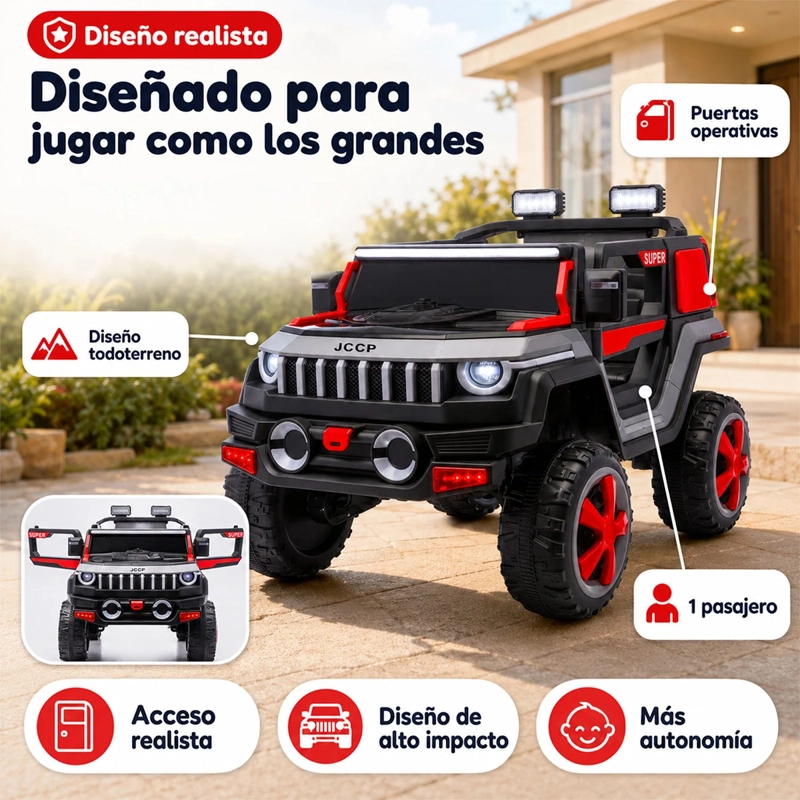 AUTO A BATERÍA KIDSCOOL TODOTERRENO 12V CONTROL REMOTO GRIS - 8