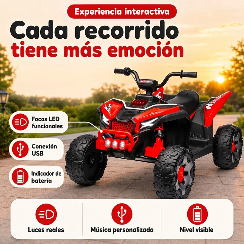 CUATRIMOTO A BATERÍA KIDSCOOL ATV 12V ROJO - 7