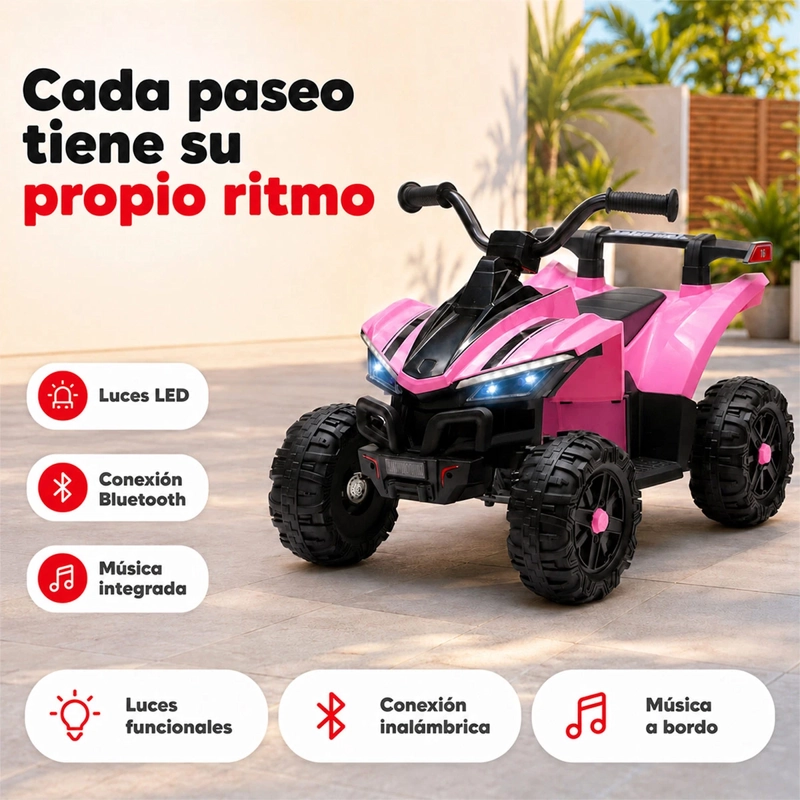 CUATRIMOTO A BATERÍA KIDSCOOL ATV 12V ROSADO - 5