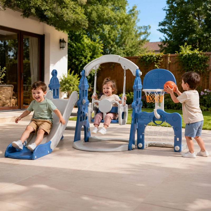 RESBALÍN COLUMPIO KIDSCOOL MULTIFUNCIÓN 5 EN 1 AZUL - 11
