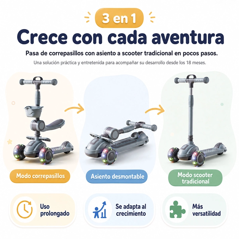 SCOOTER KIDSCOOL ASIENTO LUCES Y MUSICA  - 4