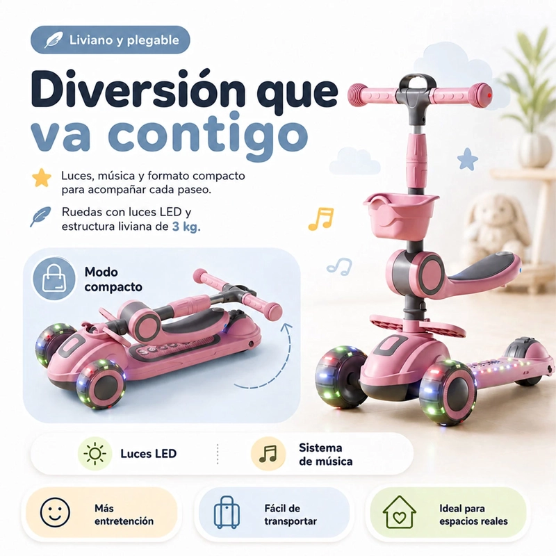SCOOTER KIDSCOOL ASIENTO LUCES Y MUSICA  - 3