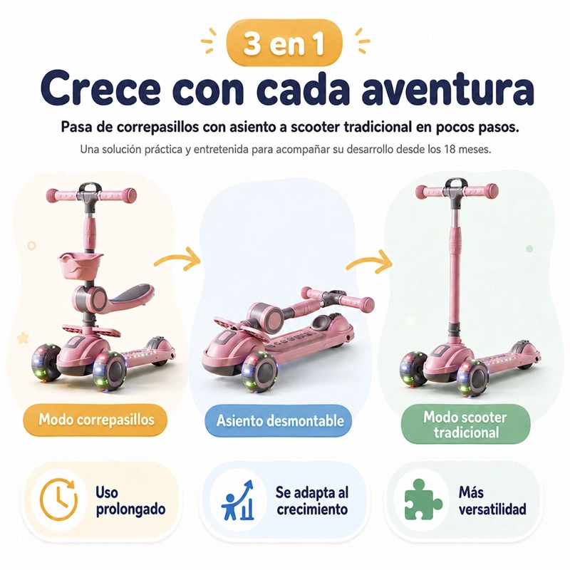 SCOOTER KIDSCOOL ASIENTO LUCES Y MUSICA  - 4