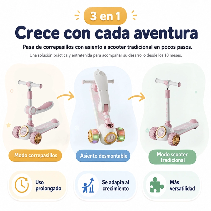 SCOOTER KIDSCOOL 3 EN 1 PLEGABLE - 3