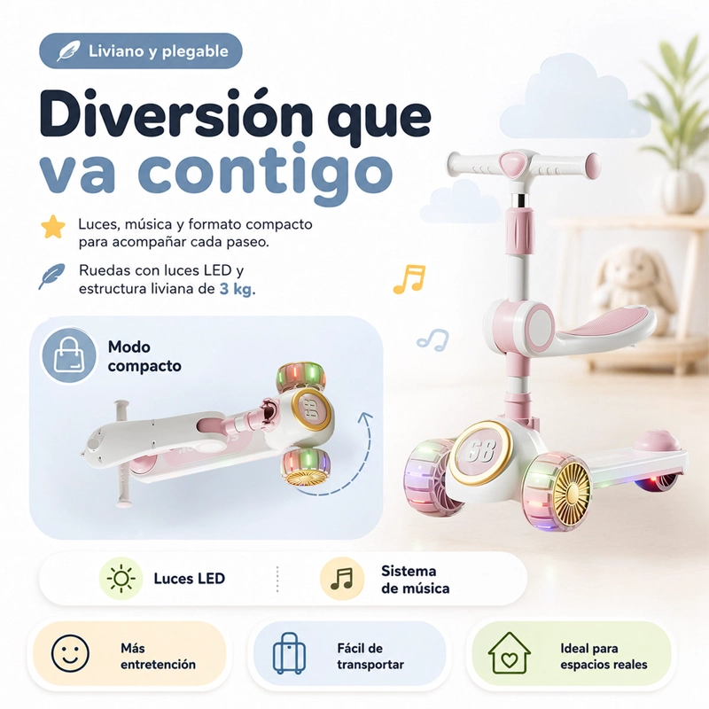 SCOOTER KIDSCOOL 3 EN 1 PLEGABLE - 5
