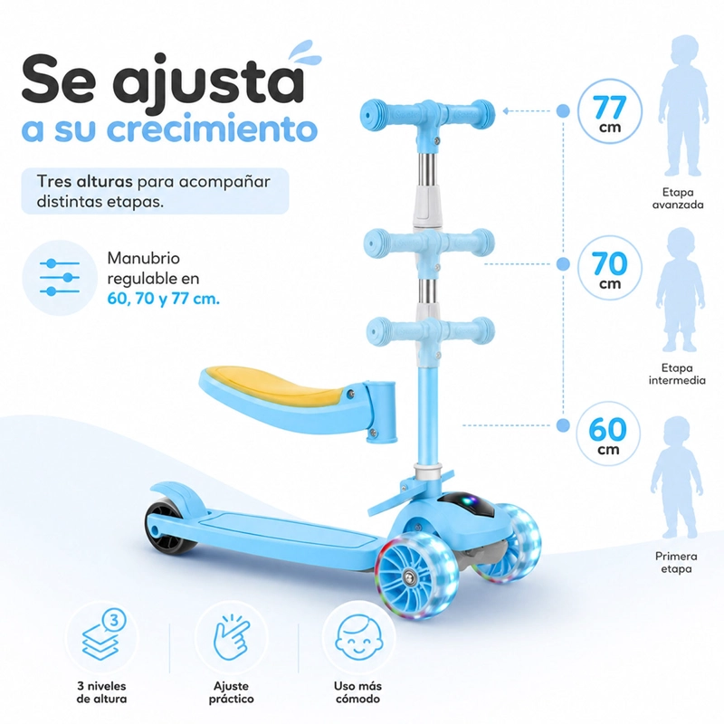 SCOOTER KIDSCOOL PLEGABLE CON ASIENTO - 4