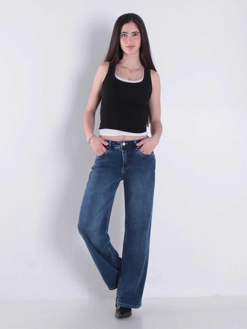 JEANS MUJER WADOS ALGODÓN WIDE LEG TIRO ALTO - 1