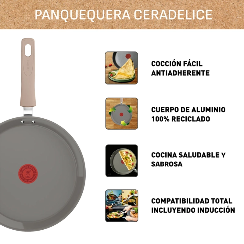 PANQUEQUERA TEFAL CERADELICE 25 CM BEIGE - 8