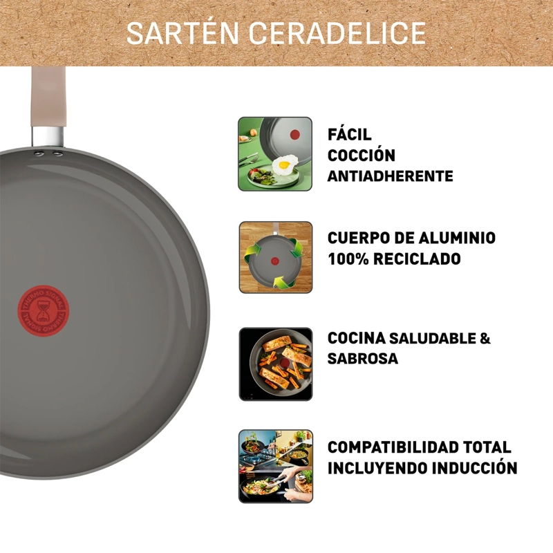 SARTÉN TEFAL CERADELICE 24 CM BEIGE - 8