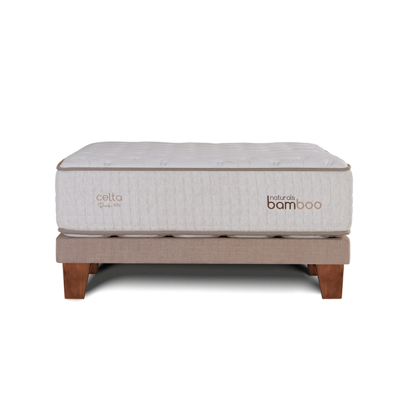 CAMA EUROPEA CELTA NATURALS BAMBOO B/D 2 PLAZAS + RESPALDO BOTONES ARENA - 2