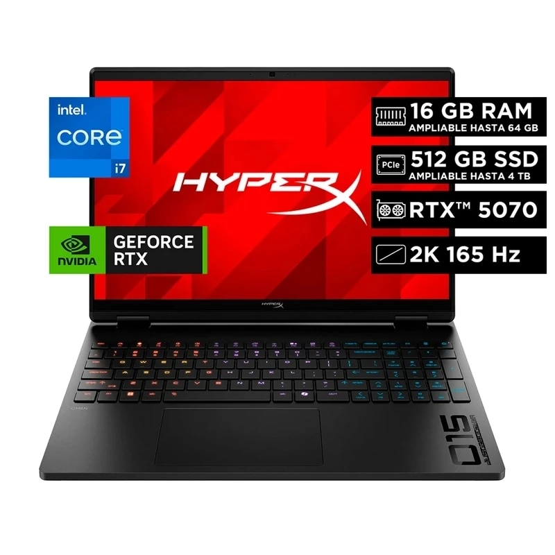 NOTEBOOK GAMER HP HYPERX OMEN 15-GA0009 INTEL CORE I7 16GB RAM NVIDIA GEFORCE RTX 5070 512GB SSD 15,3" 2K - 3