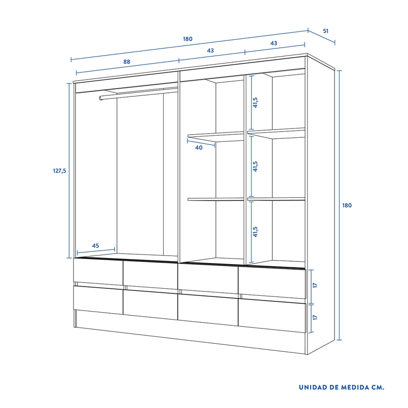 CLOSET CIC MAULE 4 PUERTAS 8 CAJONES ESPRESSO - 6