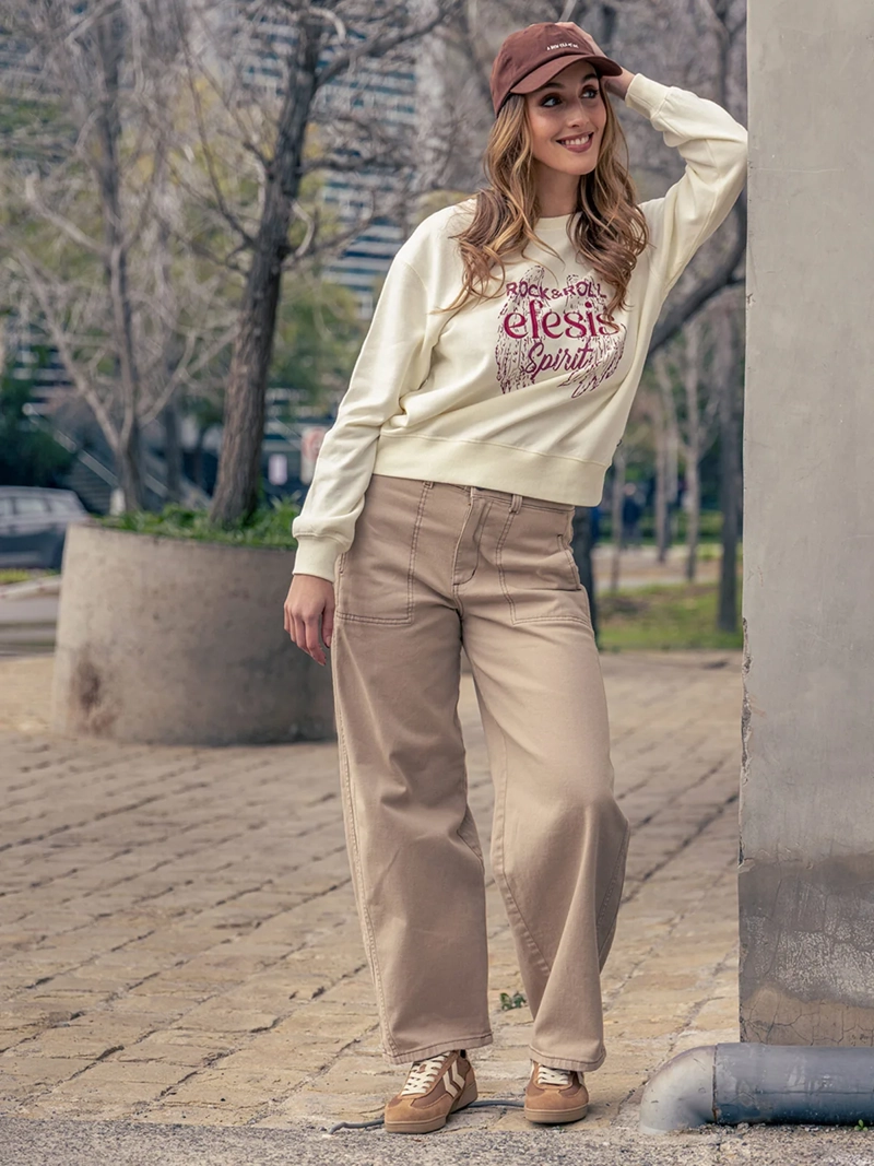 PANTALÓN MUJER EFESIS ALGODÓN LATTE - 1