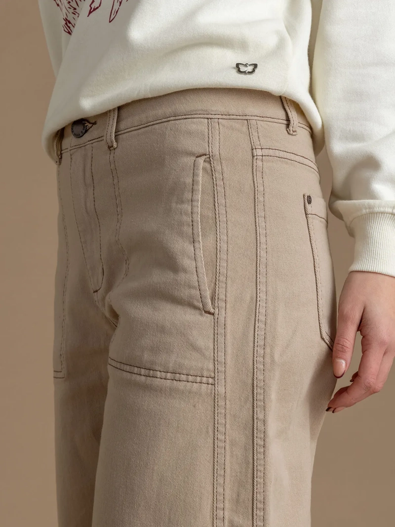 PANTALÓN MUJER EFESIS ALGODÓN LATTE - 5