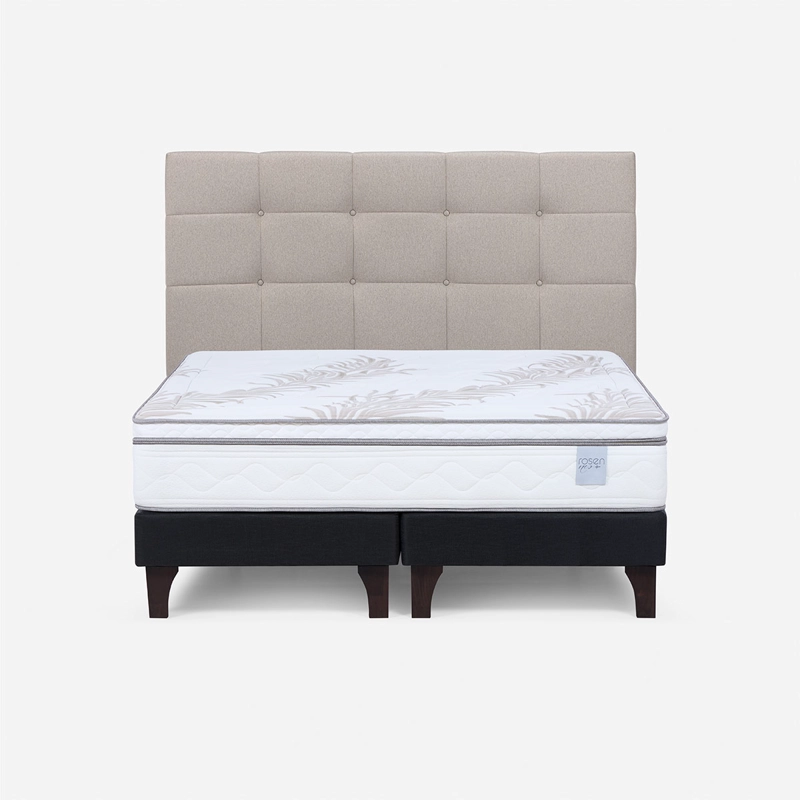 CAMA EUROPEA ROSEN NEO PLUS BASE DIVIDIDA 2 PLAZAS + RESPALDO ISSEY NIEBLA  - 1
