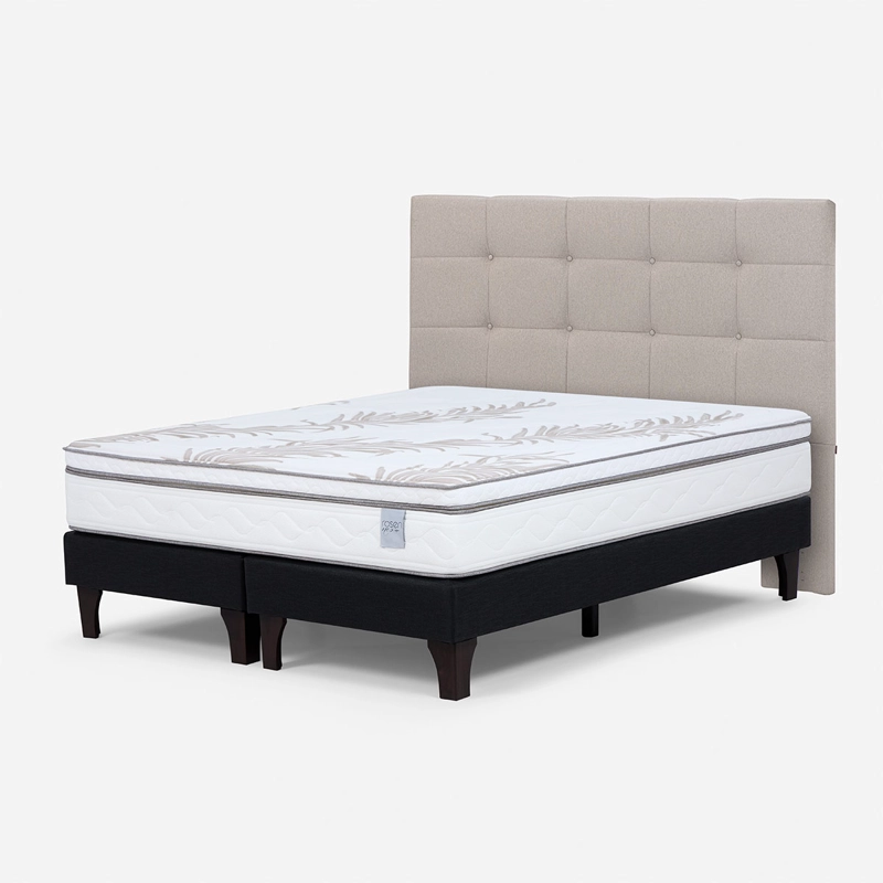 CAMA EUROPEA ROSEN NEO PLUS BASE DIVIDIDA 2 PLAZAS + RESPALDO ISSEY NIEBLA  - 2