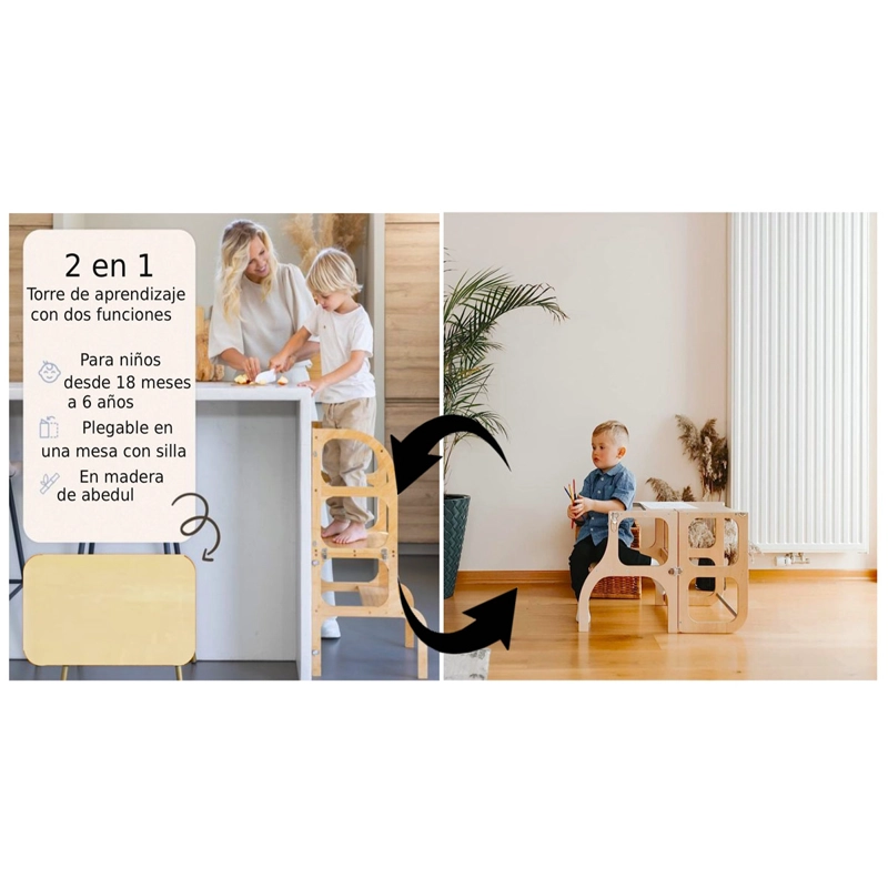 JUGUETE DIDÁCTICO KIDSCOOL TORRE DE APRENDIZAJE MONTESSORI NATURAL - 4