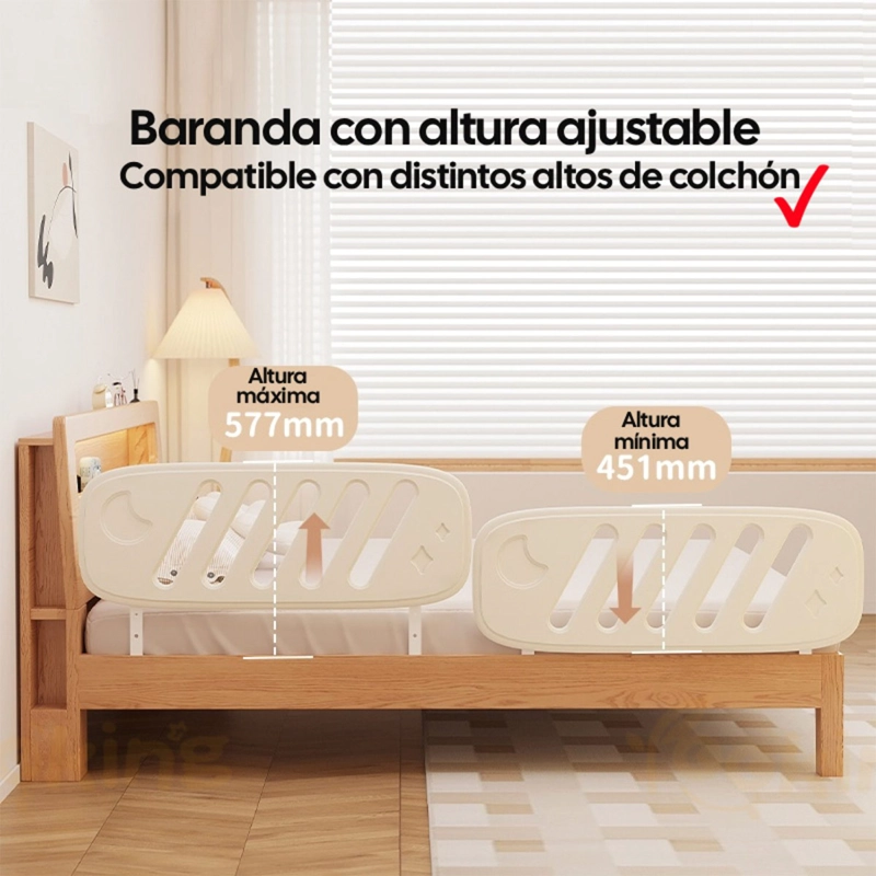 BARANDA DE CAMA INFANTIL KIDSCOOL FIJA PROTECTORA ANTICAÍDAS - 4