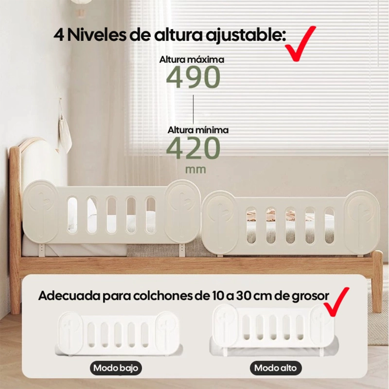 BARANDA DE CAMA INFANTIL KIDSCOOL FIJA PROTECTORA ANTICAÍDAS - 4