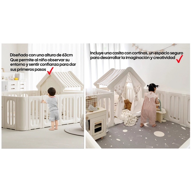 CORRAL DE JUEGOS KIDSCOOL CON CASITA REFUGIO Y PUERTA DE SEGURIDAD - 4