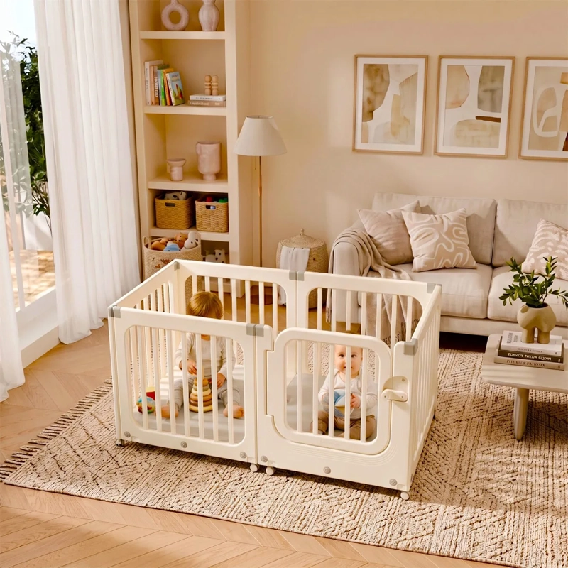 CORRAL DE JUEGOS KIDSCOOL MÓVIL RECTANGULAR DOBLE CON RUEDAS Y PUERTA