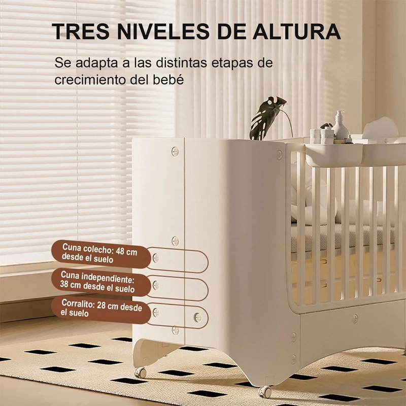 CUNA MÓVIL KIDSCOOL MULTIFUNCIONAL CON RUEDAS Y ORGANIZADORES - 7