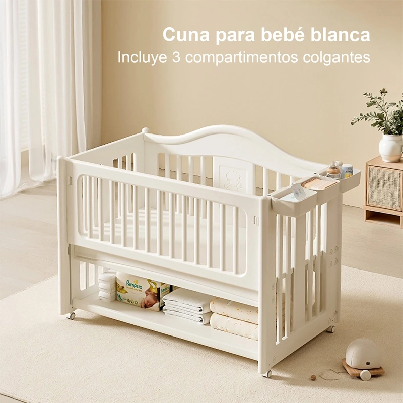 CUNA COLECHO KIDSCOOL MULTIFUNCIONAL CON RUEDAS Y REPISA - 3