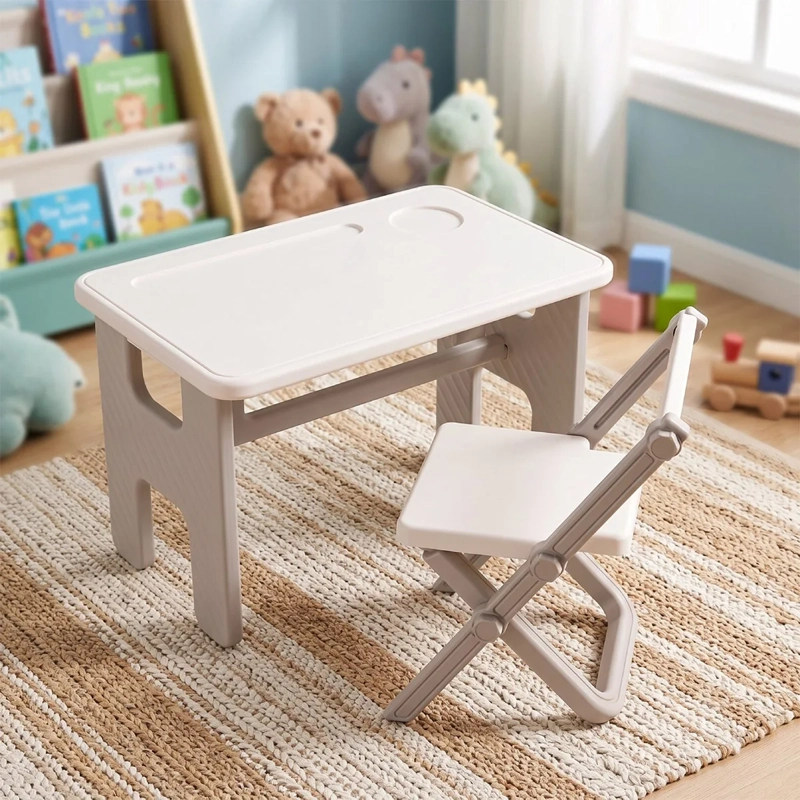 MESA INFANTIL KIDSCOOL PLEGABLE + SILLA BLANCO  - 1
