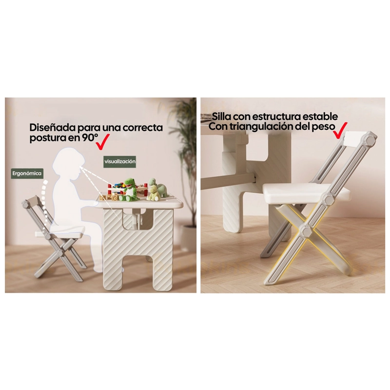 MESA INFANTIL KIDSCOOL PLEGABLE + SILLA BLANCO  - 3