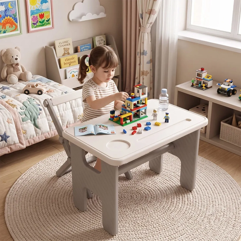 MESA INFANTIL KIDSCOOL PLEGABLE + SILLA BLANCO  - 5