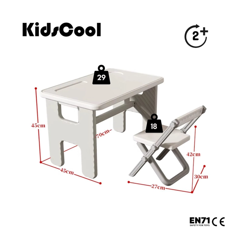MESA INFANTIL KIDSCOOL PLEGABLE + SILLA BLANCO  - 6