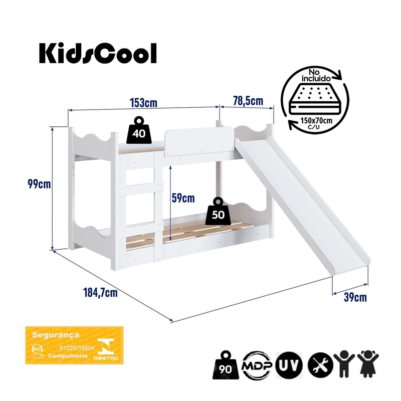 CAMAROTE INFANTIL KIDSCOOL CON RESBALÍN Y ESCALERA - 7