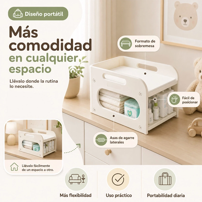 MUDADOR DE SOBREMESA KIDSCOOL COMPACTO CON ESTANTE ORGANIZADOR - 8