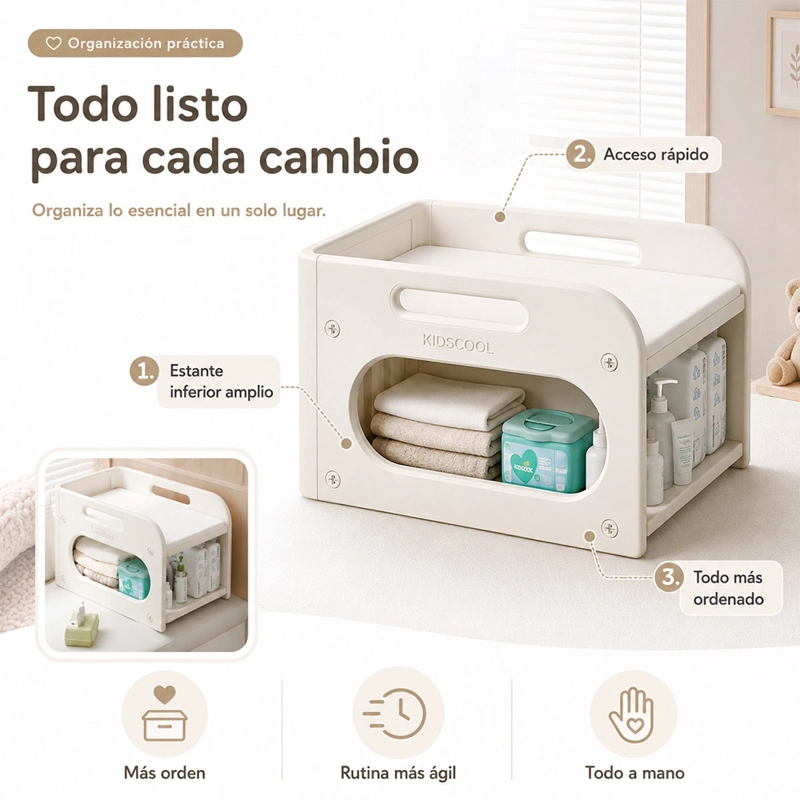 MUDADOR DE SOBREMESA KIDSCOOL COMPACTO CON ESTANTE ORGANIZADOR - 9