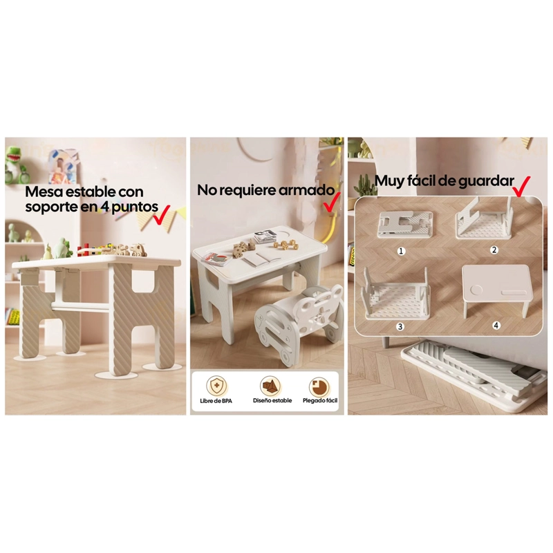 SET DE MESA INFANTIL KIDSCOOL PLEGABLE + SILLA GRIS - 3