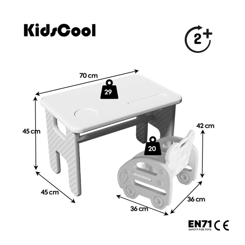 SET DE MESA INFANTIL KIDSCOOL PLEGABLE + SILLA GRIS - 6