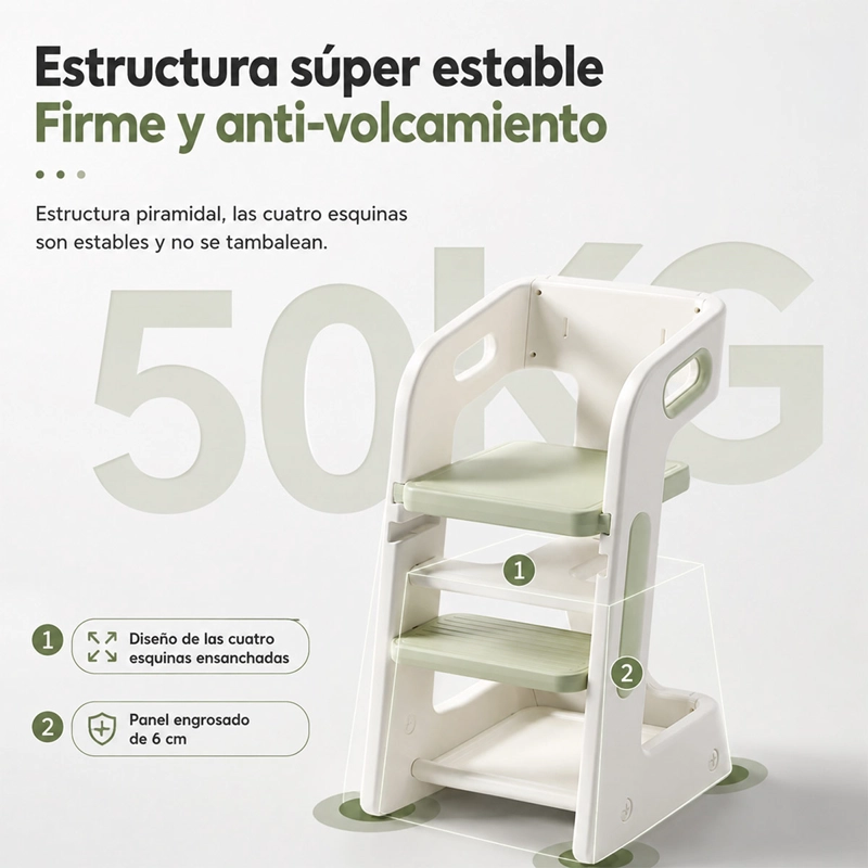 SILLA INFANTIL KIDSCOOL COMEDOR Y TORRE DE APRENDIZAJE VERDE  - 4