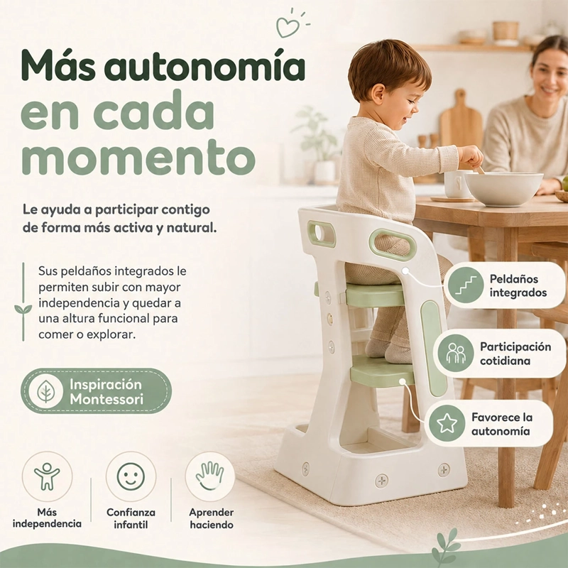 SILLA INFANTIL KIDSCOOL COMEDOR Y TORRE DE APRENDIZAJE VERDE  - 8