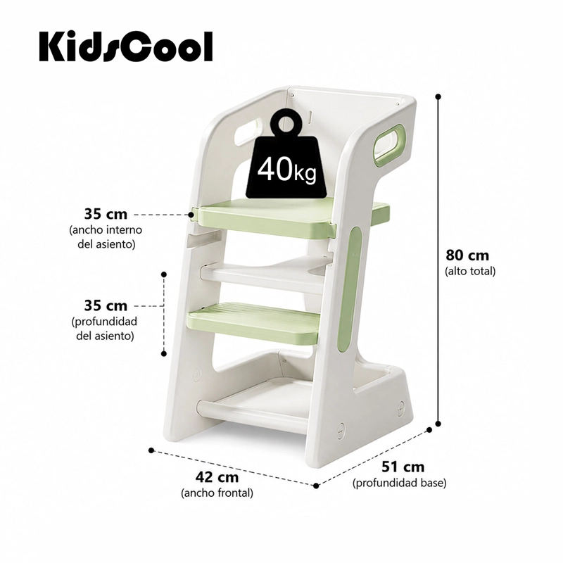 SILLA INFANTIL KIDSCOOL COMEDOR Y TORRE DE APRENDIZAJE VERDE  - 9