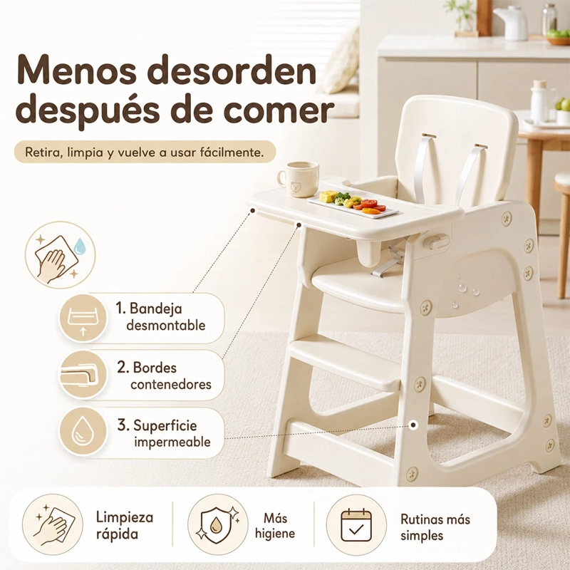 SILLA DE COMER KIDSCOOL CON BANDEJA EXTRAIBLE BEIGE - 4