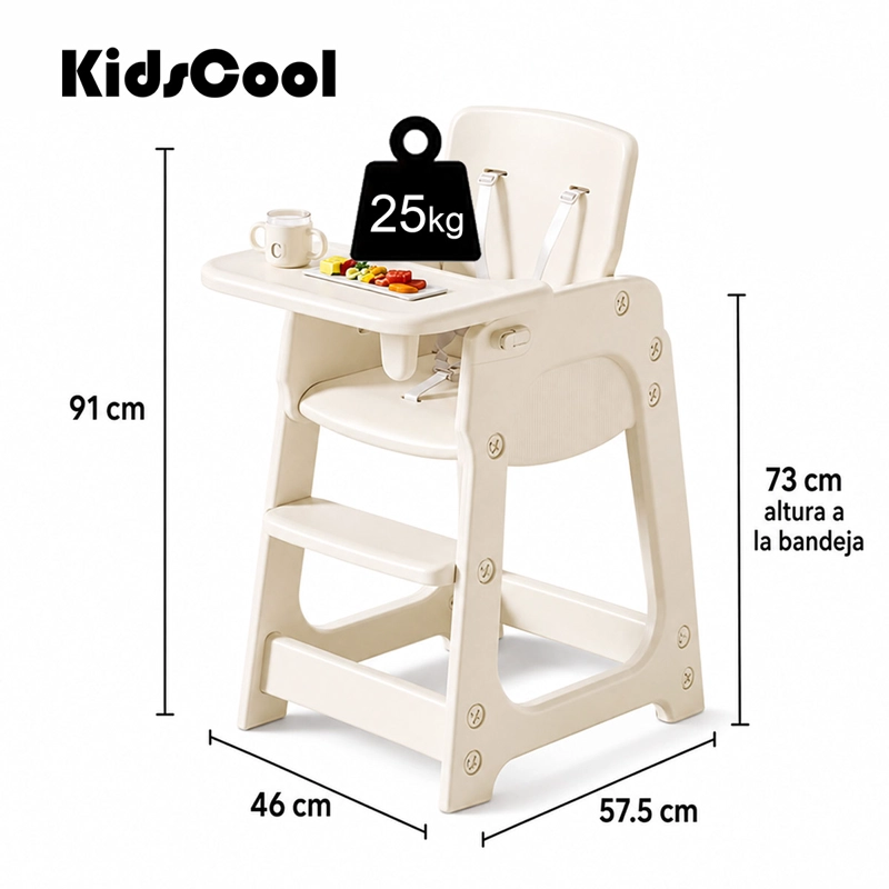 SILLA DE COMER KIDSCOOL CON BANDEJA EXTRAIBLE BEIGE - 8