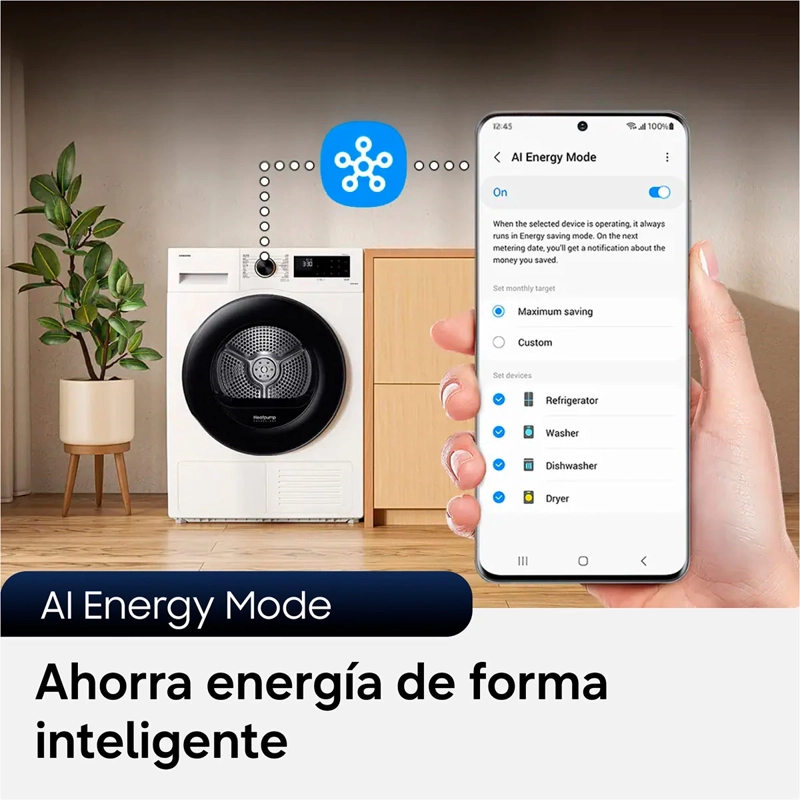 LAVADORA CARGA FRONTAL SAMSUNG WW12CGC04DAEZS 12KG BLANCO + SECADORA DE ROPA BOMBA DE CALOR 9KG + KIT DE APILAMIENTO - 8