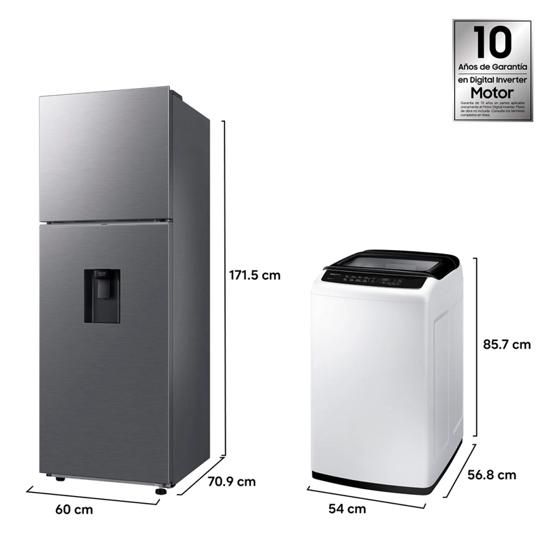 REFRIGERADOR TOP FREEZER SAMSUNG RT35CG5540S9ZS 345L NO FROST PLATA + LAVADORA CARGA SUPERIOR 8KG - 3